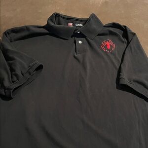 We Love Fine Marvel Black Polo Shirt with Red Spider-Man Emblem XXL